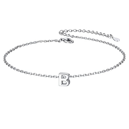 ChicSilver Initial Bracelet for Women 925 Sterling Silver Letter Initial Bracelet Dainty Personalized 26 Alphabet Jewelry Gifts for Birthday Anniversary Wedding - style: B