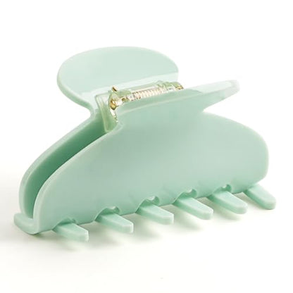MAORULU Medium Acetate Hair Claw Clips, 3 Inch, Light Green | Premium Cute Jaw Clip For Women Girls, For Thin & Medium Thick Hair, Durable French Banana Clip, With Gift Box - color: Light Green