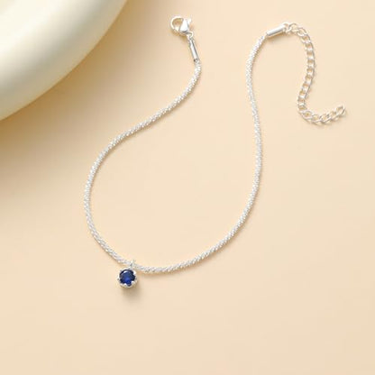 Wellike Silver Ankle Bracelets For Women Waterproof Birthstone Anklets Adjustable Sparkly Chain Silver Plated Stainless Steel Anklet Non Tarnish Jewelry - color: KKWJL185-9
