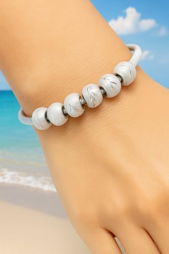 Sexy Sparkles Star Spacer Beads, 10-Piece Silver Tone Bead Set with 5.5mm Core, Fits European Style Snake Chain Charm Bracelets