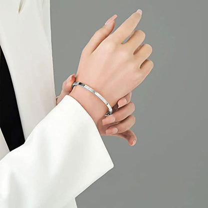 MYNENEY Womens Bracelets Stainless Steel Pave Cubic Zironia Stackable - color: 4mm-Crystal Silver, size: 6.1 Inch