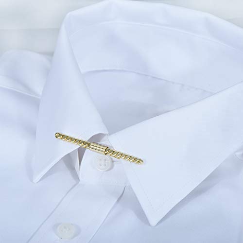 3PCS Men's Classic Tie Clips - Shirt Collar Clip Bar for Necktie - Gold, Silver, Black Tone - Tie Pins, Collar Holder - style: 60mm Length CorkScrew Head