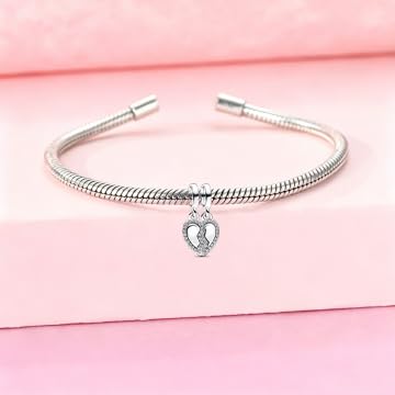 925 Sterling Silver Charms Pendants Mom Heart Dog koi fish Sea Turtle Football Charms for bracelet Pendants Beads Mom Sister Wife Family, Friends, Birthday gifts - style: 2-in-1 Heart Pendant