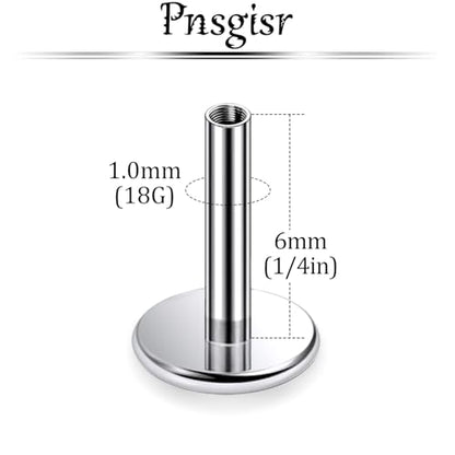 F136 Titanium 20/18/16G Threaded/Threadless Flat Earring Back Converter Kit Nose Lip Rings Medusa Labret Flatback Posts Cartilage Helix Conch Tragus Stud Piercing Jewelry Bar for Women Men - color: Internally Threaded, size: 18g, 1/4in