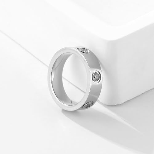 YCSLYW Ladies Stainless Steel Ring Love Friendship Ring Golden high polishing, low allergy Wedding Jewelry Valentine's Day Birthday Gift, 5-10 - color: Love Silvery, size: 8