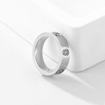 YCSLYW Ladies Stainless Steel Ring Love Friendship Ring Golden high polishing, low allergy Wedding Jewelry Valentine's Day Birthday Gift, 5-10 - color: Love Silvery, size: 8