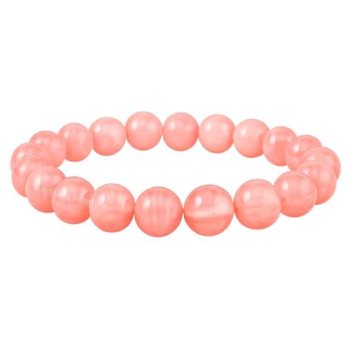 Amazing Gemstone Cherry Quartz Crystal Bracelet for Women Men's Gifts - Protection Healing Crystal Bracelet - 8mm Gemstone Beaded Stretchable Bracelet Pulseras Para Hombres Mujer Stocking Stuffers Mothers Day Gift - color: Cherry Quartz