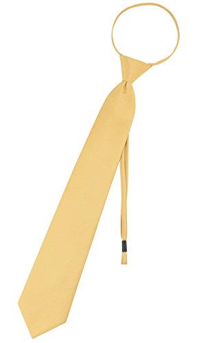 Vesuvio Napoli PreTied Men's Necktie Solid Color Mens Adjustable Zipper Neck Tie - color: Gold