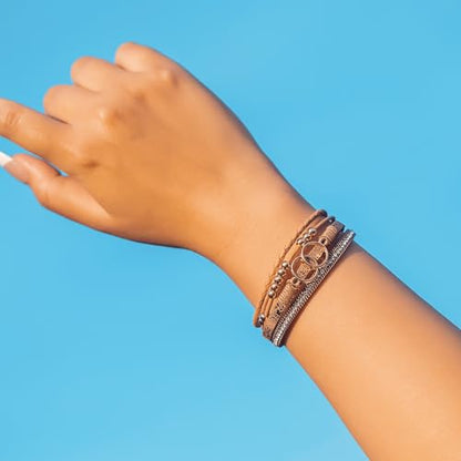Chunky Boho Leather Wrap Bracelets Cowgirl Beaded Circle Western Jewelry | Stackable Infinity Layered Bohemian Magnetic Clasp Cuff Statement Fashion Colorful Country Hippie Outfits for Women Trendy - color: Brown