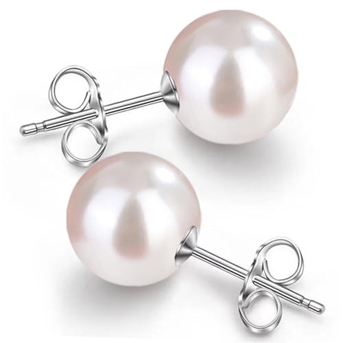 Pearl Stud Earrings Multicolor Shell Beads Pearl Hypoallergenic Stud Earrings Ocean Shell Pearl Jewelry - color: White