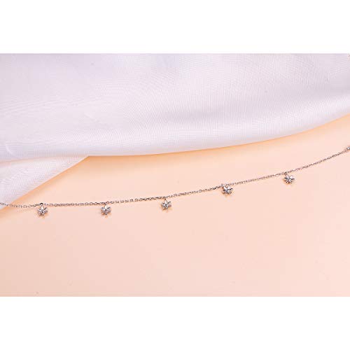 Anklet for Women 925 Sterling Silver Foot Adjustable Ankle Bracelet Jewelry - style: Flower