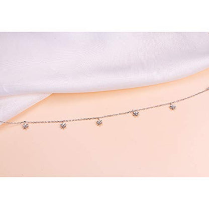 Anklet for Women 925 Sterling Silver Foot Adjustable Ankle Bracelet Jewelry - style: Flower