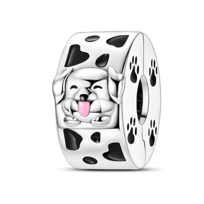 Heart Charm Clip Lock Spacer Stopper Charm Bead Bracelet 925 Sterling Silver Charms Safety Chain for Pandora Bracelets - color: Dog