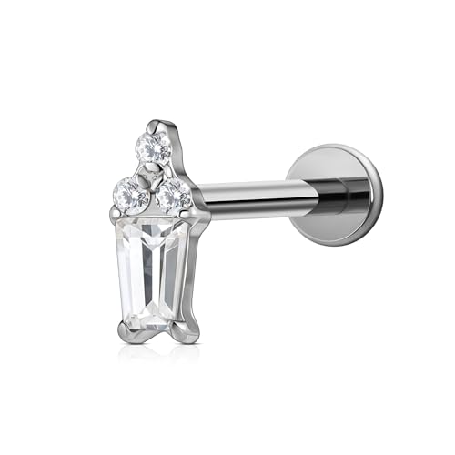 1PC ASTM F136 Titanium Mini Threadless Flat Back Stud 18G 6mm 8mm for Conch Helix Flat Tragus Labret - color: Soldered Trapezoidal - Gold