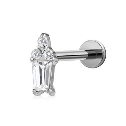 1PC ASTM F136 Titanium Mini Threadless Flat Back Stud 18G 6mm 8mm for Conch Helix Flat Tragus Labret - color: Soldered Trapezoidal - Gold