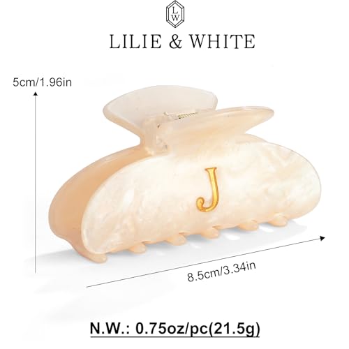 LILIE&WHITE Bridesmaid Proposal Gifts Acrylic Letter Hair Clips For Women | Stylish J Monogram Hair Claw Fashion Glitter Claw Clips Elegant And Durable Hair Accessory Large Hair Clips J - color: HC22539J