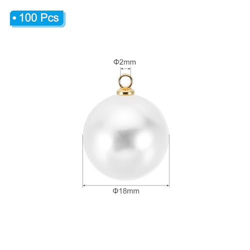 PATIKIL Pearl Charm, 100pcs Pearl Beads Faux Pearl Pendant Charm DIY for Jewelry Making Bracelets Earrings Necklace Crafts - color: Golden White, size: 18mm