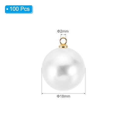 PATIKIL Pearl Charm, 100pcs Pearl Beads Faux Pearl Pendant Charm DIY for Jewelry Making Bracelets Earrings Necklace Crafts - color: Golden White, size: 18mm