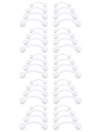 10-40PCS Clear Bioflex Acrylic Curved Barbell Snake Eyes Tongue Ring Retainer Piercing 14G - style: 40PCS - Mix Sizes