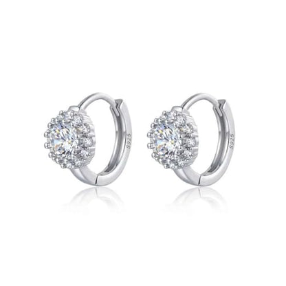 Reffeer Solid 925 Sterling Silver Halo Hoop Earrings for Women Teens Simulated Diamond Huggie Earrings Sparkly Cubic Zirconia Earrings Hoop - color: A-Silver