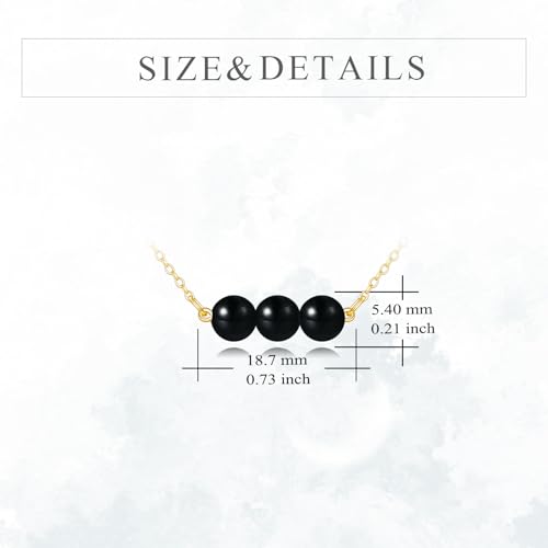 KECHO 14K Real Gold Beads Pendant Necklace Solid Yellow Gold Jewelry Anniversary Birthday Gifts for Women - color: Black Onyx 3