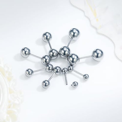 20G 18G 16G Titanium Earrings Studs Set for Sensitive Ears Hypoallergenic Piercing Jewelry Internally Threaded Cartilage Conch Helix Rook Tragus Earring Hoop Eyebrow For Women Men Ball 3-6mm - size: 20G-4MM
