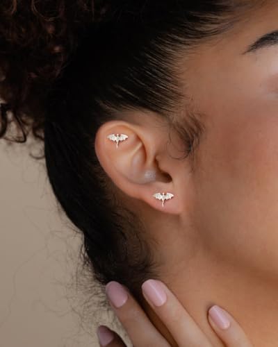 Flat Back Earrings for Women Cartilage Helix | Comfortable Dainty Cute Dragon Bee Bird Phoenix Dragonfly Cute Animal Leaf Spiral Rhombus Design Flatback Stud Earrings - color: silver dragon