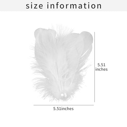 White Feather Headpiece and Swan Headpiece, Elegant Faux Plume Ballet Costume Accessories for Women, Pearl Decorative Feather Hair Clip Set for Wedding Prom, 2 Pcs
