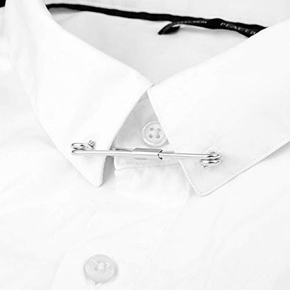 Tight Necktie Tie Clips Collar Bar Shirt Collar Stay Tie Pins Cravat Clips Silver Gold Black Tone Metal Collar Pin Jewelry Accessories for Men - color: Silver