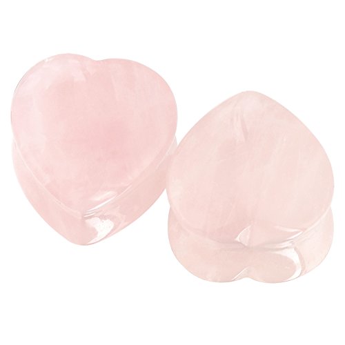 Oyaface 8 PCS Natural Stone Ear Plugs Set Piercing Gauges Black Pink Blue White - color: 00G (10mm), 8 PCS Heart