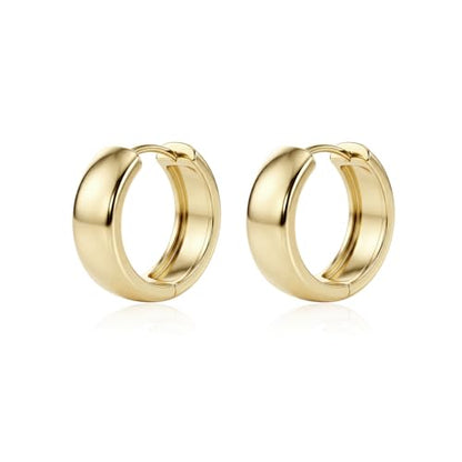 FRUMOS 18K Gold Plated Chunky Hoop Earrings for Women Fashion Thick Gold Hoops Set Jewelry for Birthday Christmas Gifts - color: Dome Gold