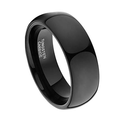 TRUMIUM 2mm 4mm 6mm 8mm Black Tungsten Ring for Men Women Wedding Band Domed High Polish Comfort Fit 4-15 - color: 8mm Black