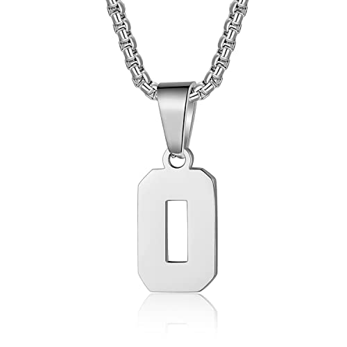 Susook Number Necklace for Boy Black Athletes Number Stainless Steel Chain 00-99 Number Charm Pendant Personalized Sports Jewelry for Men Basketball Baseball Football - color: Silver, style: 0.