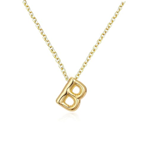 Gold Initial Necklace for Teen Girls Women Letter necklaces Jewelry Gifts | Gifts for Girls Women, Teen Girl Gifts Trendy Stuff, Bubble Letter Pendant Necklace - style: B
