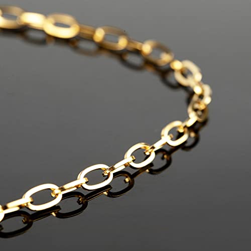 16.4 Feet Gold Plated Link Chain for Jewelry Making Stainless Steel Oval Paperclip Chain Bulk with Jump Rings Lobster Clasps for Jewelry Bracelet Necklace Choker Making Supplies - color: Gold Oval