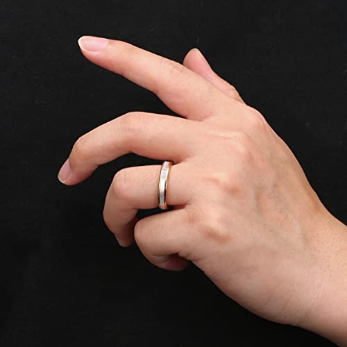 Vakki 4mm 6mm Womens Rose Gold Tungsten Carbide Ring with Mother of Pearl Shell/Marble Inlaid Wedding Band Comfort Fit Size 5-12 - color: A-4mm-Mother of Pearl