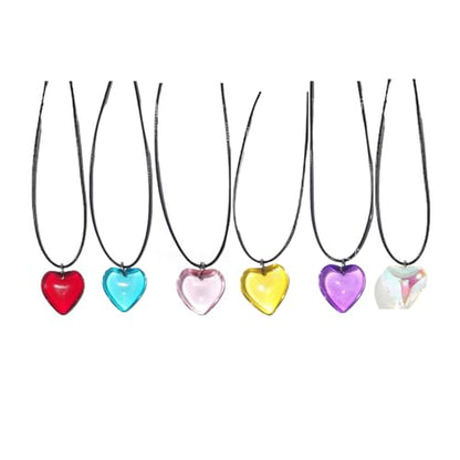 Yocoyee Dainty Colorful Glass Heart Shape Pendant Necklace Stainless Steel Link Rope Chian Love Heart Charms Pendant Necklace Y2K Trendy Jewelry Accessories for Women Jewelry - color: 6pcs