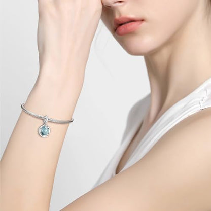 Birthstone Charms for Women Bracelets Birthday Bead Charms fit Pandora Bracelets Mothers Day Gifts for Women - color: 03-March(Aquamarine)