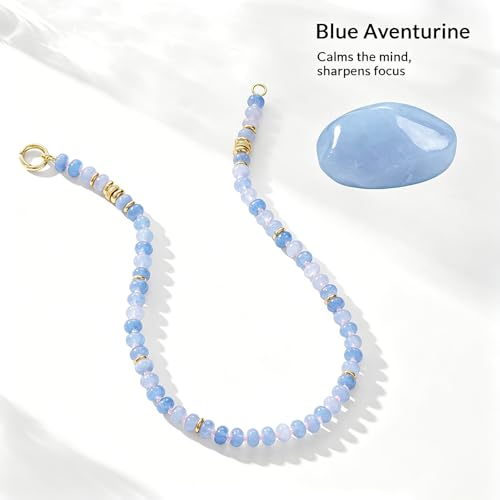 Beaded Necklaces for Women Boho Colorful Bead Choker Necklace Natural Gemstone Handmade Summer Beach Layering Necklace Jewelry Gift for Women - color: Aqua Blue