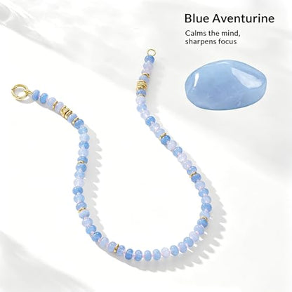 Beaded Necklaces for Women Boho Colorful Bead Choker Necklace Natural Gemstone Handmade Summer Beach Layering Necklace Jewelry Gift for Women - color: Aqua Blue