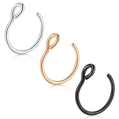D.Bella Fake Septum Hoop 20G Faux Nose Piercing Hoop Clip on Nose Rings Non Piercing Fake Septum Lip Ear Ring Faux Body Piercing Jewelry for Women Men - color: Color A -color1