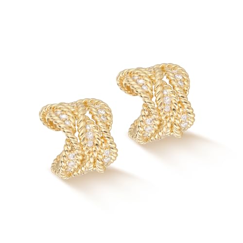 Women Ear Cuff Earrings Gold Non Pierced Cartilage Clip on Open Wrap Twist Hoop 14K Gold Plated Simple Hypoallergenic Everyday Jewelry - style: Trio / Pair