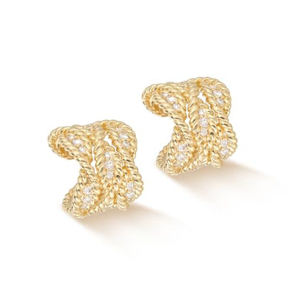 Women Ear Cuff Earrings Gold Non Pierced Cartilage Clip on Open Wrap Twist Hoop 14K Gold Plated Simple Hypoallergenic Everyday Jewelry - style: Trio / Pair