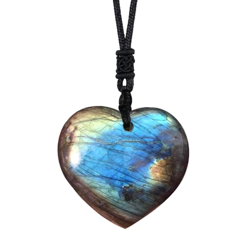 Anjiucc Natural Gemstone Tree of Life Black Obsidian/Golden Obsidian Pendant Necklace for Male and Female Necklace - color: Heart-Shaped