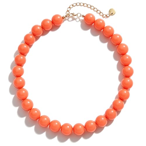 Chunky Beaded Necklace for Women 16mm Round Bead Resin Modern Statement Necklace Jewelry Accessories - color: orange