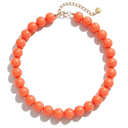 Chunky Beaded Necklace for Women 16mm Round Bead Resin Modern Statement Necklace Jewelry Accessories - color: orange