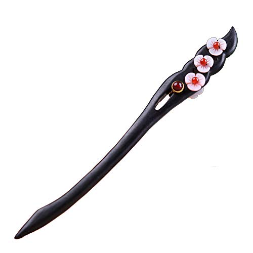 Wooden Hair Stick for Women Girl 7.08" Black Ebony Carved Hair Pins for Long Hair Handmand Hair Accessories for Buns (B) - color: B