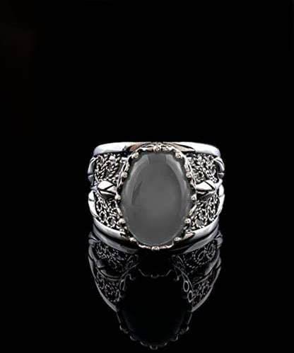 Filigranist 925 Sterling Silver Filigree Art Lace Embroidery Tulip Detailed Gemstone Women Cocktail Ring, Luxurious Gift Boxed - color: Gray Moonstone