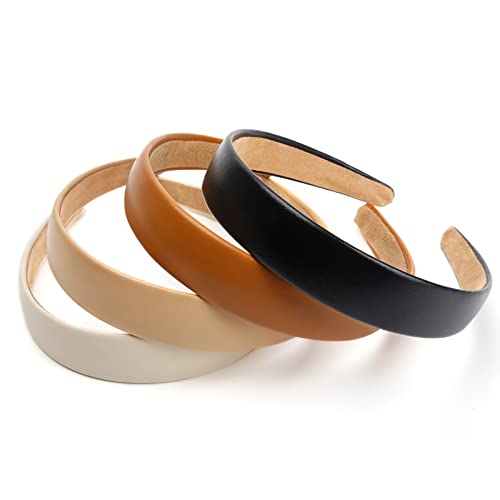 WOVOWOVO Leather Headbands for Women, 1Inch Non Slip Soft PU Hair Head Bands Diademas Para Mujer De Moda Cute Beauty Fashion Hairbands Hair Accessories - color: Multicolor-A