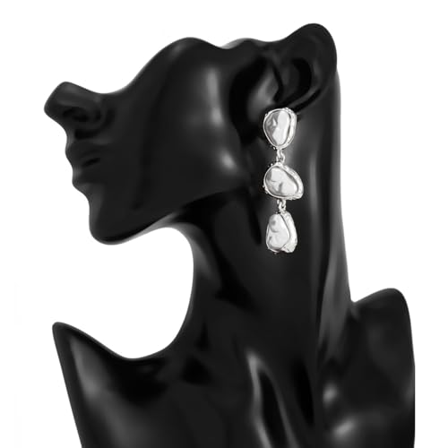 Baroque Pearl Dangle Drop Earrings for Women Gold Plated Irregular Pearl Earrings Fashion Statement Jewelry for Wedding Party - color: Silver